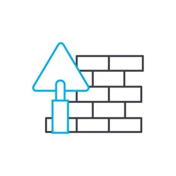 Brick setting vector thin line stroke icon. Brick setting outline illustration Stock Illustration