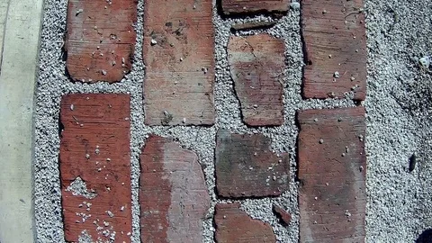 Brick sidewalk and slats from boards Stock Footage
