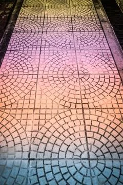 Brick sidewalk in the park Stock Photos
