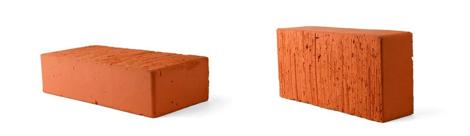 Brick sideways from two angles isolated on a white background. Stock Photos