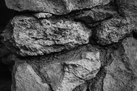 Brick Silver Wall. Rock background. Rock texture. Black texture. Dark Stone b Stock Photos