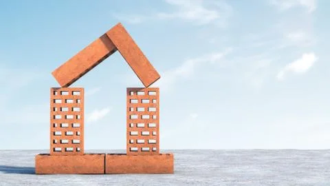 Brick small house. With copyspace. Foto stock