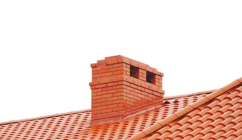 Brick smokestack isolated on white Foto stock