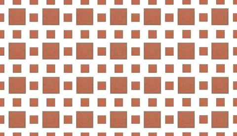 Brick square tile elements on white background. A row of small big tiles a bu Illustrazione stock
