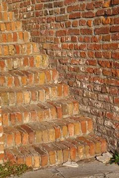 Brick stairs wall Stock Photos