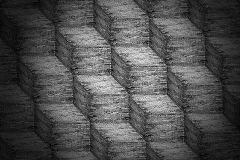 Brick steps wall pattern in black and white, Backgrounds 스톡 일러스트