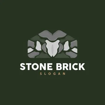 Brick Stone Logo, Premium Elegant Design, Vector Wallpaper Stone House, Ico.. Stock Illustration