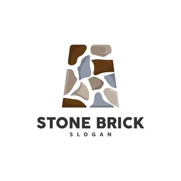 Brick Stone Logo, Premium Elegant Design, Vector Wallpaper Stone House, Ico.. Stock Illustration