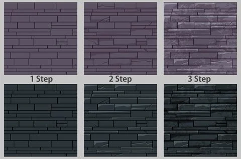 Brick stone wall seamless pattern, drawing step by step texture for wallpaper 스톡 일러스트