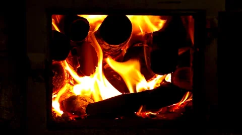 Brick stoves with fire. Stock Footage 35526319