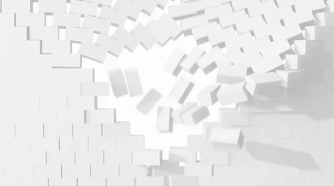 A brick structure falling apart. 3D illustration Stock Illustration