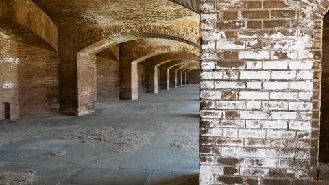Brick Structure Inside Fort Jefferson in Dry Tortugas National Park Stock Footage 104753681