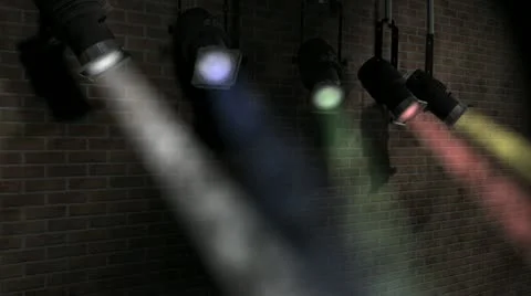 Brick Studio With Moving Lights Closeup Stock-Footage 20486683