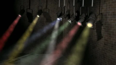 Brick Studio With Moving Lights Medium Stock-Footage 20486686