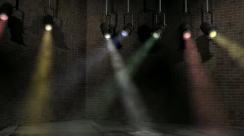 Brick Studio With Moving Lights Wide Stock-Footage 20486690