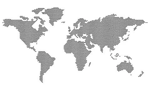 Brick texture world map showing global unity and architectural symbolism Stock Illustration