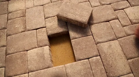 Brick tile being placed Vídeos de archivo 50217955