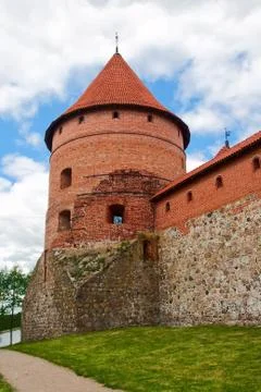 Brick tower of the castle in Trakai Stock Photos