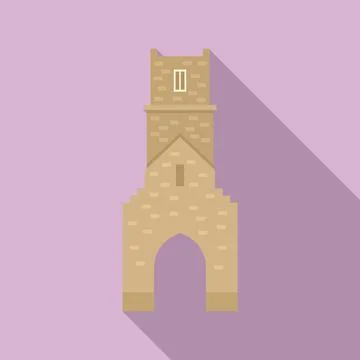 Brick tower icon flat . Medieval fort Stock-Illustration