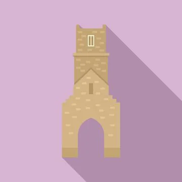 Brick tower icon flat vector. Medieval fort Stock-Illustration