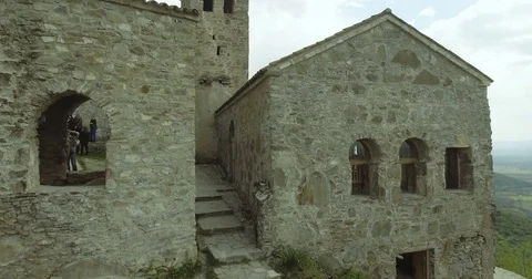 Brick Tower Of The Monastery In Alazani Valley, Georgia Video stock 75836879