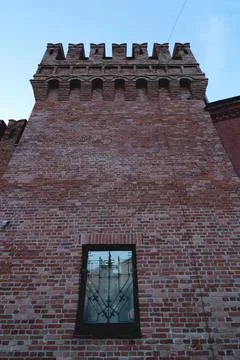 Brick tower of old architecture of ancient city Foto stock