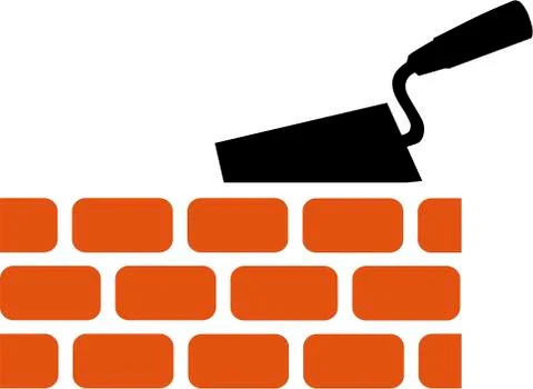 Brick with Trowel Symbol Stock Illustration