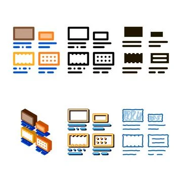 Brick types sizes icon vector outline styles Stock Illustration