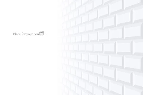 Brick wall abstract vector background with perspective. White texture Illustrazione stock