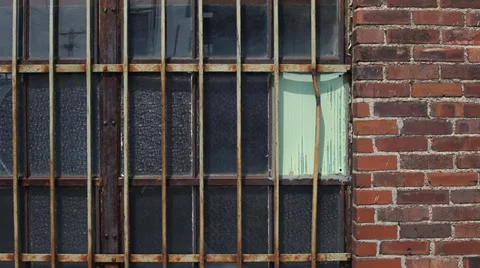 Brick Wall and Iron Bars Stock Footage 33754353