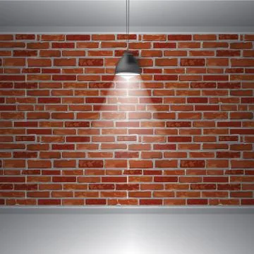 Brick wall and lamp, abstract retro vintage interior, Vector background Stock Illustration