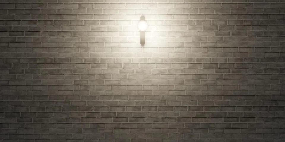 Brick wall and lantern Light on the surface of a blank cement wall old floor Stock Illustration