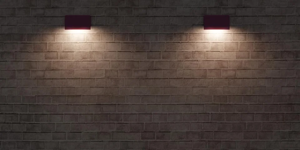 Brick wall and lantern Light on the surface of a blank cement wall old floor Stock Illustration