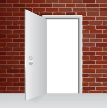 Brick wall and open door illustration design Ilustración de archivo