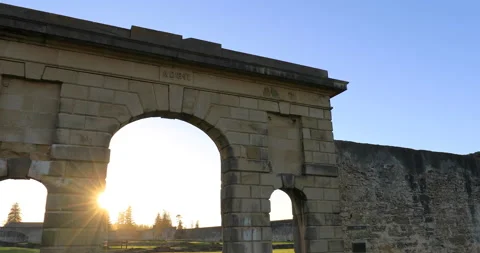 Brick wall and ruins of Penal prison at kingston, Norfolk Island,Australia Stock Footage 148980315