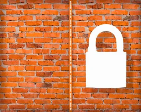 Brick wall and security. Top secret. Postcard. Stock Photos