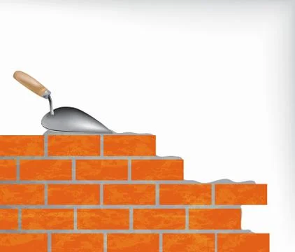 Brick wall and trowel Stock Illustration