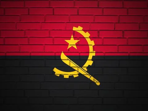 Brick wall Angola flag Stock Illustration