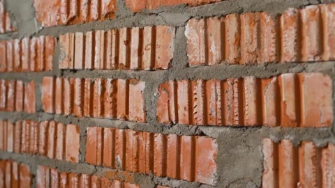 Brick wall of an apartment building under construction. Brick wall in the Stock Footage 150207542