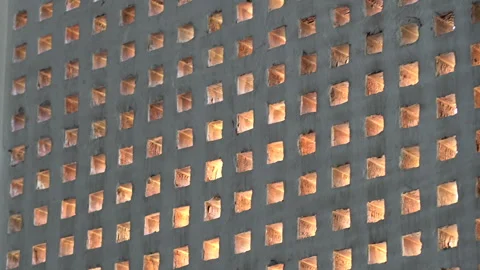 Brick wall arrangment with gap hole for wind blow and shade block poppular .. Stock Footage 245140182