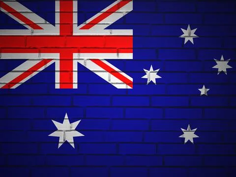 Brick wall Australia flag Stock Illustration