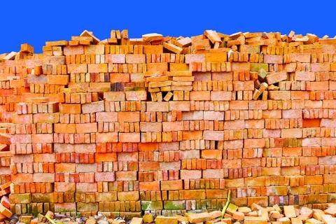 Brick wall background blue isolated Stock Photos
