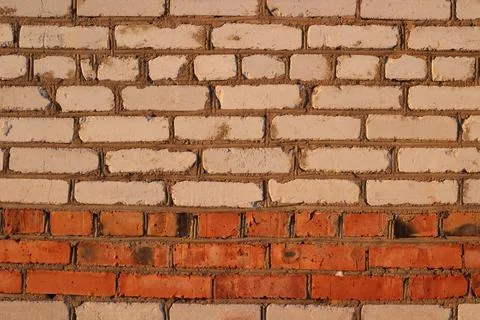 Brick Wall Background Close-up Old Cracked Red Bricks Texture Brickwork Stock Photos