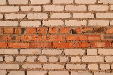 Brick Wall Background Close-up Old Cracked Red Bricks Texture Brickwork Stock Photos