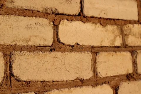 Brick Wall Background Close-up Old Cracked Red Bricks Texture Brickwork Stock Photos