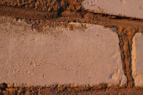 Brick Wall Background Close-up Old Cracked Red Bricks Texture Brickwork Foto stock