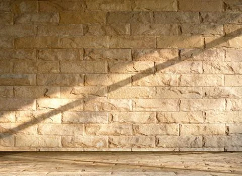Brick wall background in empty room with light and shadow. Stock Photos