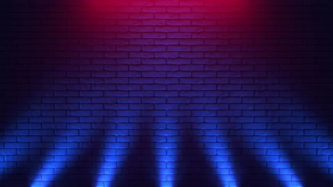 Brick wall background, neon light. 3d illustration Stock Footage 224253831