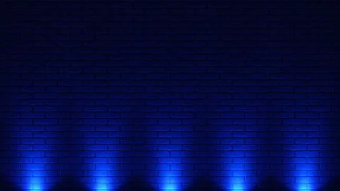 Brick wall background, neon light. 3d illustration Illustrazione stock