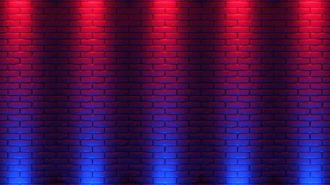 Brick wall background, neon light. 3d illustration Stock Illustration